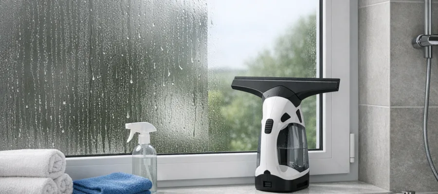 Fenstersauger im Badezimmer benutzen: Feuchte Fenster schnell streifenfrei reinigen