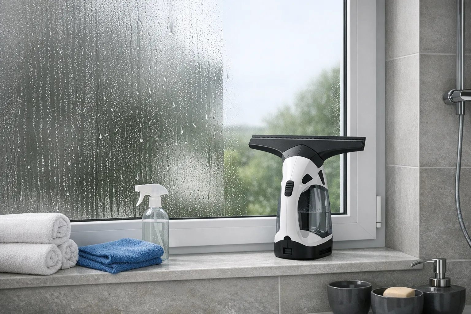 Fenstersauger im Badezimmer benutzen: Feuchte Fenster schnell streifenfrei reinigen