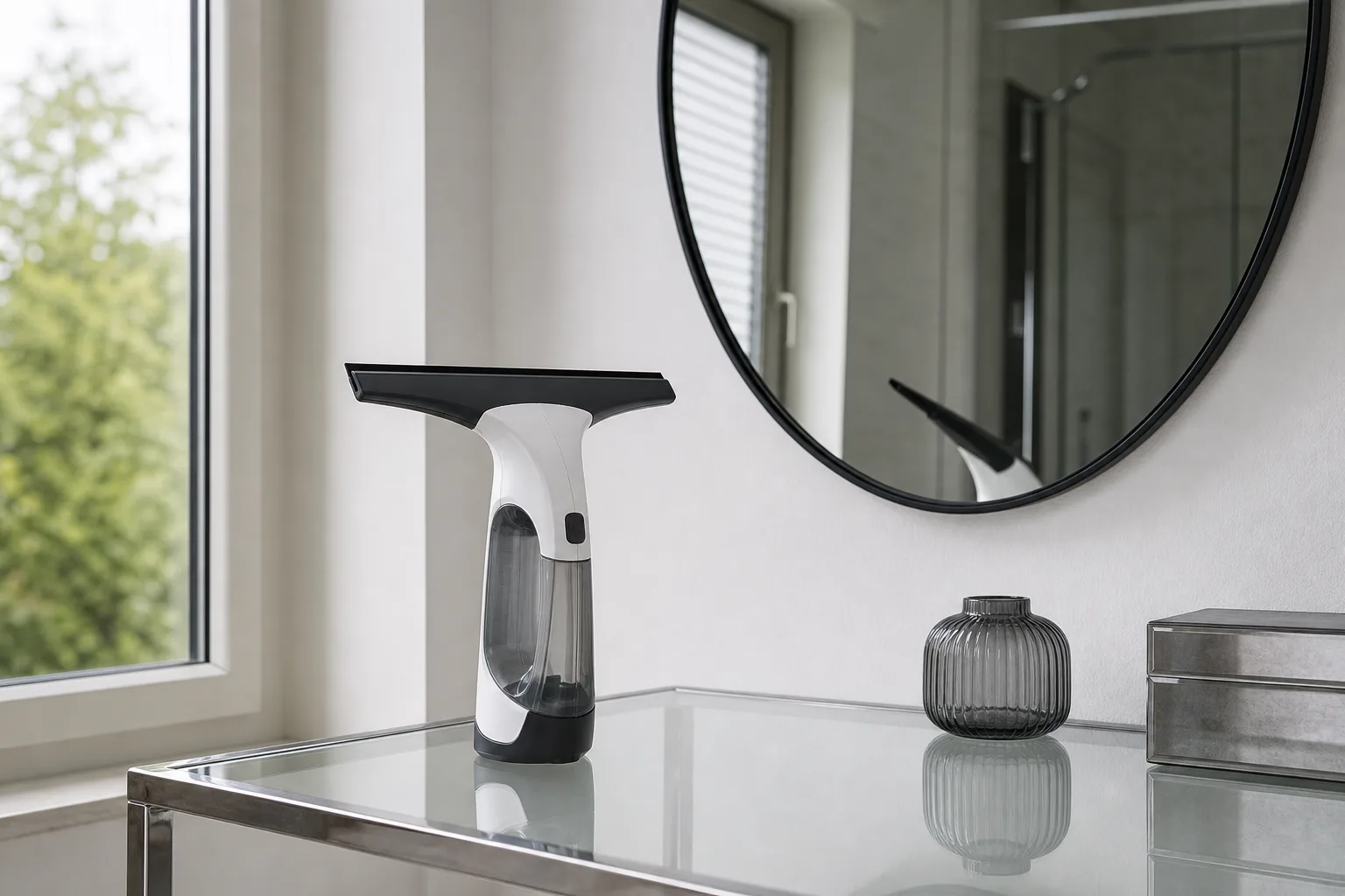 Fenstersauger fuer Spiegel, Glas und Glastische sicher und effektiv verwenden