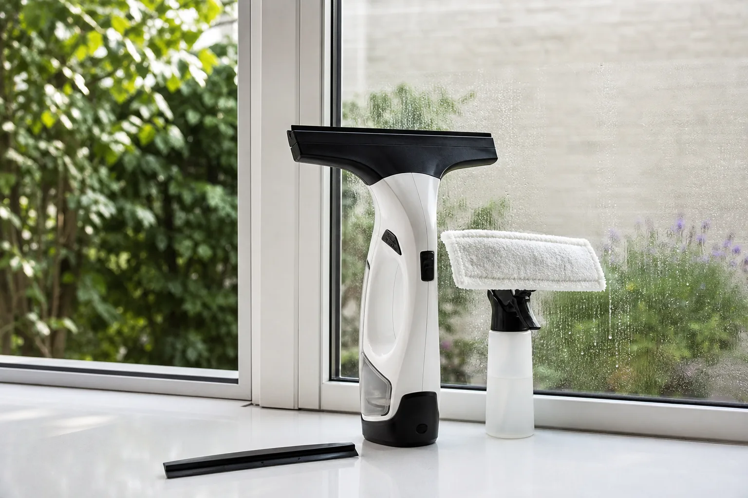 Mit dem Fenstersauger innen und aussen Fenster einfach und schnell reinigen